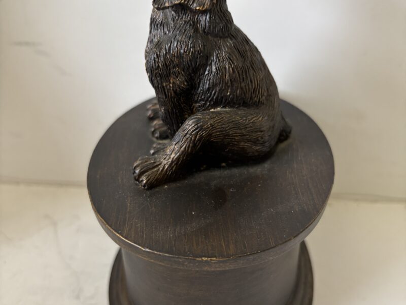 Vintage Urn or trinket box with sitting dog figure on lid