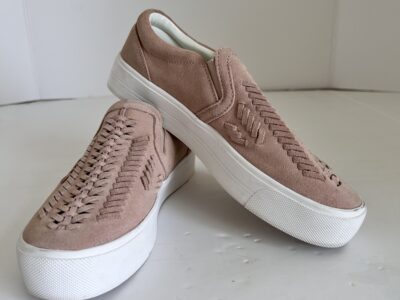 Marc Fisher Pink and White Woven Slip-On Sneakers