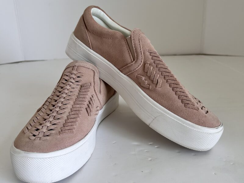 Marc Fisher Pink and White Woven Slip-On Sneakers