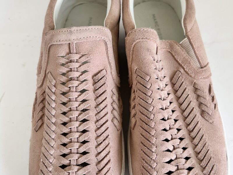 Marc Fisher Pink and White Woven Slip-On Sneakers