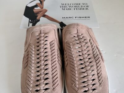 Marc Fisher Pink and White Woven Slip-On Sneakers