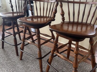 SOLD VTG Ethan Allen Heirloom Maple Swivel Barstools Set of 3