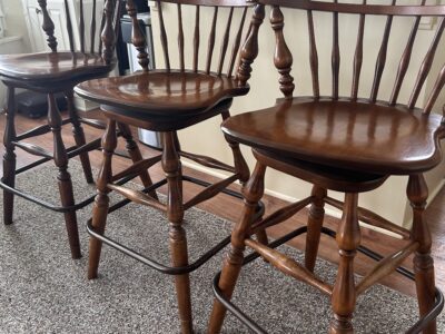 SOLD VTG Ethan Allen Heirloom Maple Swivel Barstools Set of 3