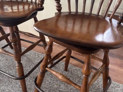 SOLD VTG Ethan Allen Heirloom Maple Swivel Barstools Set of 3