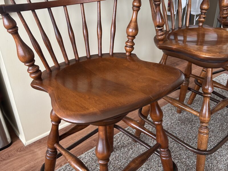 SOLD VTG Ethan Allen Heirloom Maple Swivel Barstools Set of 3