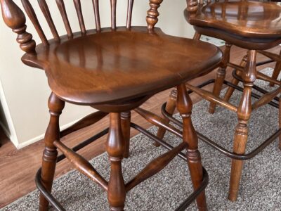 SOLD VTG Ethan Allen Heirloom Maple Swivel Barstools Set of 3