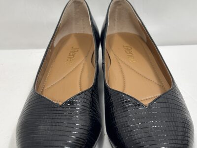 J.Renee Black Crocodile-Textured Loafers Elegant Flats Size 7