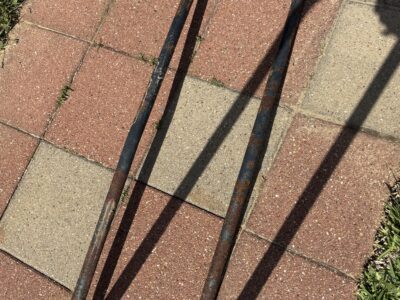 SOLD Used Outdoor Metal log rest 45" x 45" x 11"