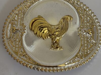 Ornate Large Gold Tone 4-1/2" Ladies' Belt Buckle With Rooster