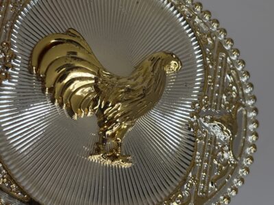 Ornate Large Gold Tone 4-1/2" Ladies' Belt Buckle With Rooster