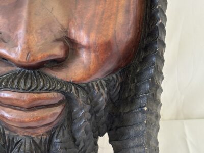 Rastafarian Man Head sculpture on wood Jamaican Art