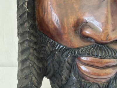 Rastafarian Man Head sculpture on wood Jamaican Art