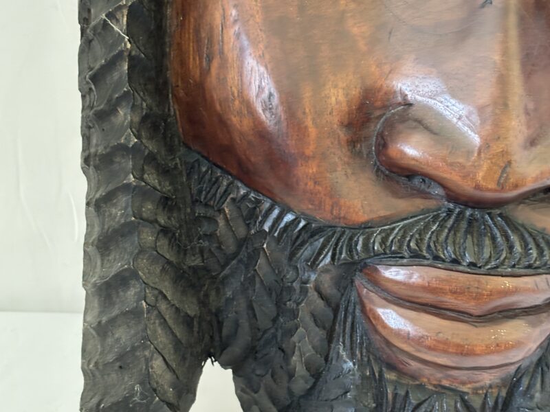 Rastafarian Man Head sculpture on wood Jamaican Art