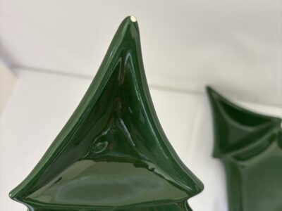 Pair of 14" porcelain Christmas Tree shaped trays