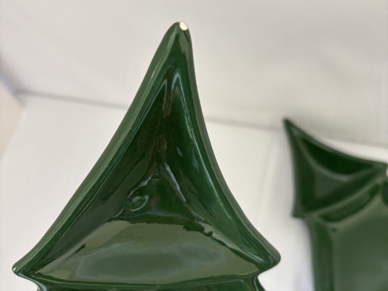 Pair of 14" porcelain Christmas Tree shaped trays