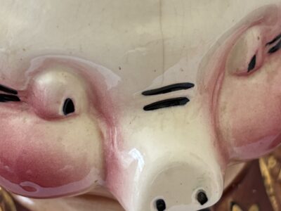 Vintage 1950s porcelain cookie jar Sheriff Pig