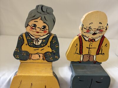 Vintage Grandma and Grandpa wooden shelf sitters
