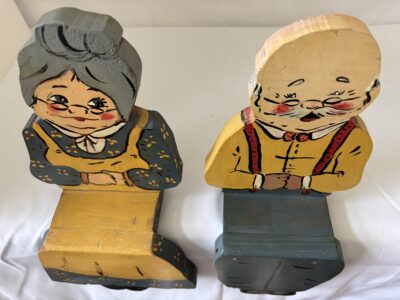 Vintage Grandma and Grandpa wooden shelf sitters