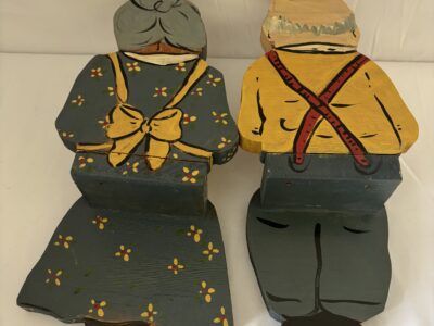 Vintage Grandma and Grandpa wooden shelf sitters