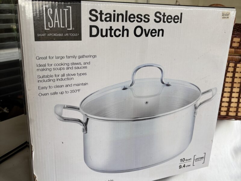 SOLD NEW SALT 10 quart Stainless Steel Dutch Oven