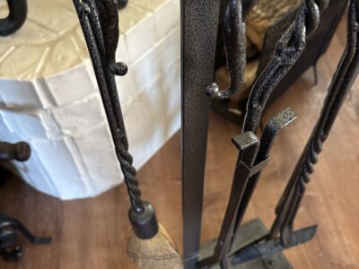 Fireplace Tool set Poker Shovel Tongs Broom with Stand in Twisted Iron design