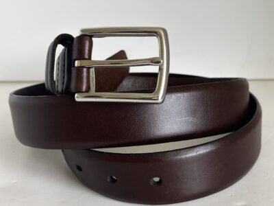 Ralph Lauren Brown Leather Belt with Silver Buckle
