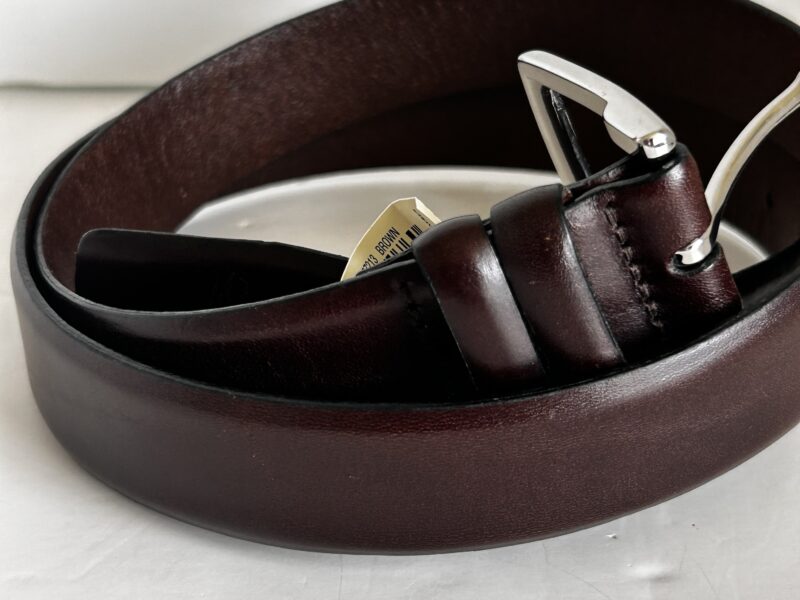Ralph Lauren Brown Leather Belt with Silver Buckle