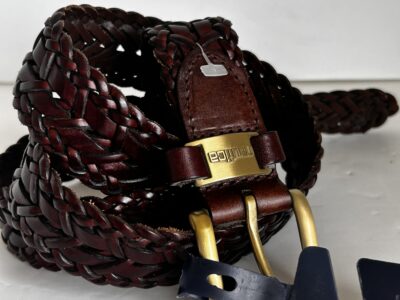 Nautica Brown and Gold Braided Leather Belt 38