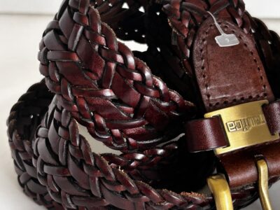 Nautica Brown and Gold Braided Leather Belt 38