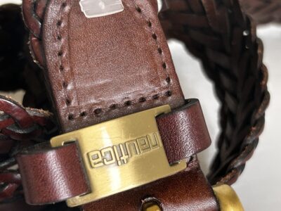 Nautica Brown and Gold Braided Leather Belt 38