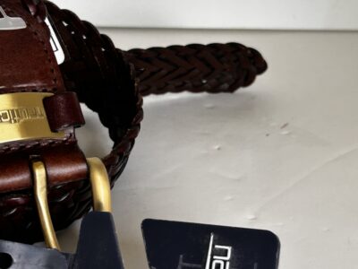 Nautica Brown and Gold Braided Leather Belt 38