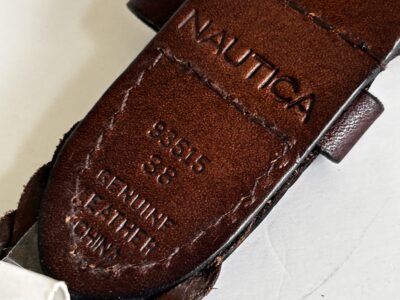 Nautica Brown and Gold Braided Leather Belt 38
