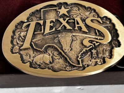 Gold and Black Texas Belt with Intricate Design