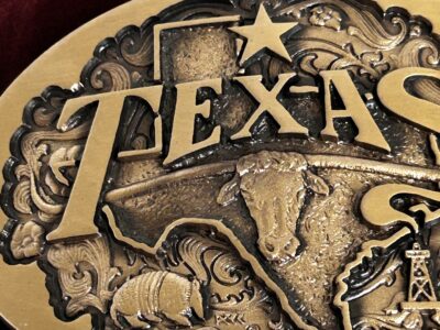 Gold and Black Texas Belt with Intricate Design