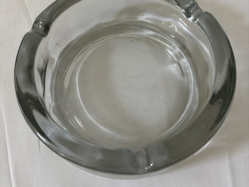 Large 6" clear glass heavy ashtray