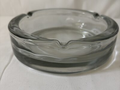 Large 6" clear glass heavy ashtray