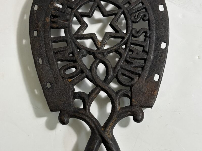 Good luck cast iron trivet hot plate stand horseshoe country decor